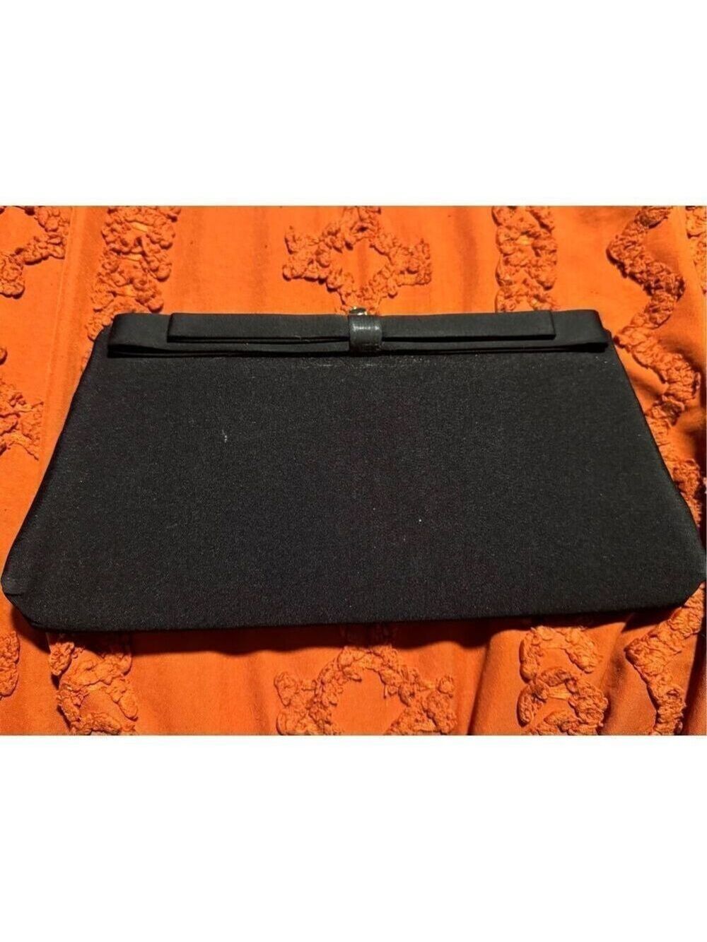 HL USA formal evening event black tie clutch hold chain black bow - Picture 6 of 15